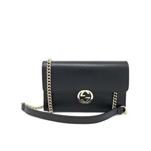 Gucci Interlocking Gg Black Leather Cross Body Bag